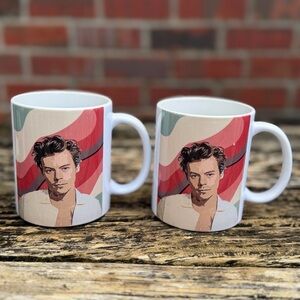 Set of 2 “Mentally Dating” Harry Styles White Ceramic Mugs by Orca Coatings F1
